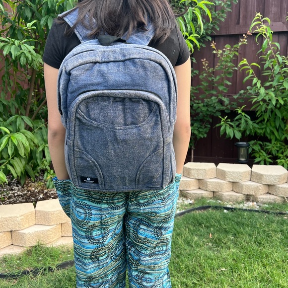 Stonewashed Heavy Cotton Backpack Blue - Picture 4 of 13